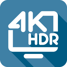 Das Icon beschreibt die Spezifikationen und technischen Details des Hotel-TV. 4K und HDR als aktueller technischer Standard bei Displays