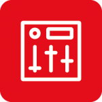 Mediensteuerung Icon - Bedienfeld für die Mediensteuerung mit verschiedenen Anzeigen und Reglern